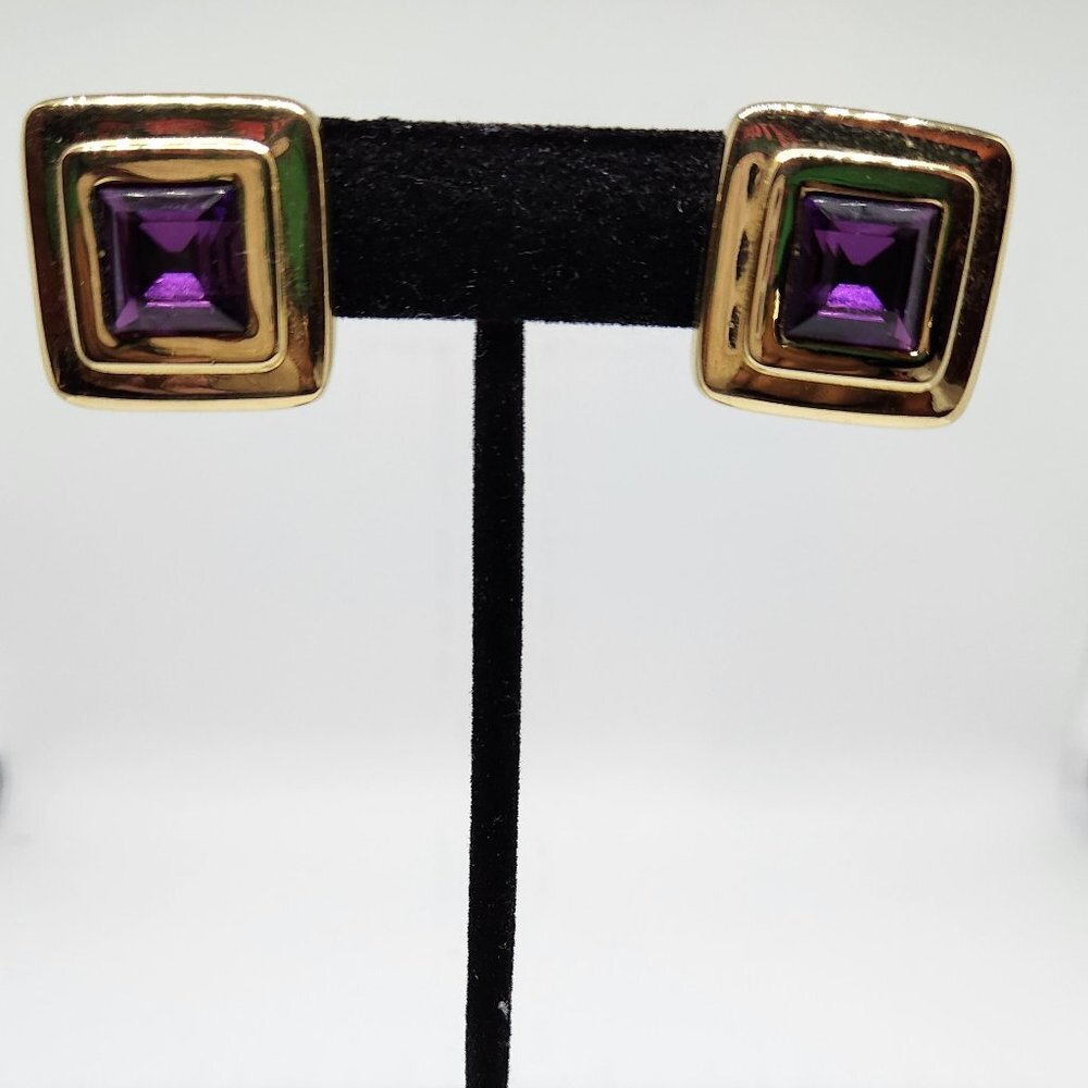 Vintage Swarovski "S.A.L."  Purple Crystal Pierced Earrings